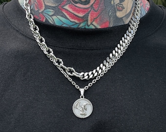 Half & Half Spiked Link Chain Adjustable, 316L Stainless Steel - Etsy