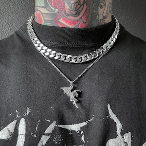 Fallen Angel Pendant Necklace, 316L Stainless Steel, Angel, Gothic Jewelry, Mystical, Gift For Him, Gift For Her