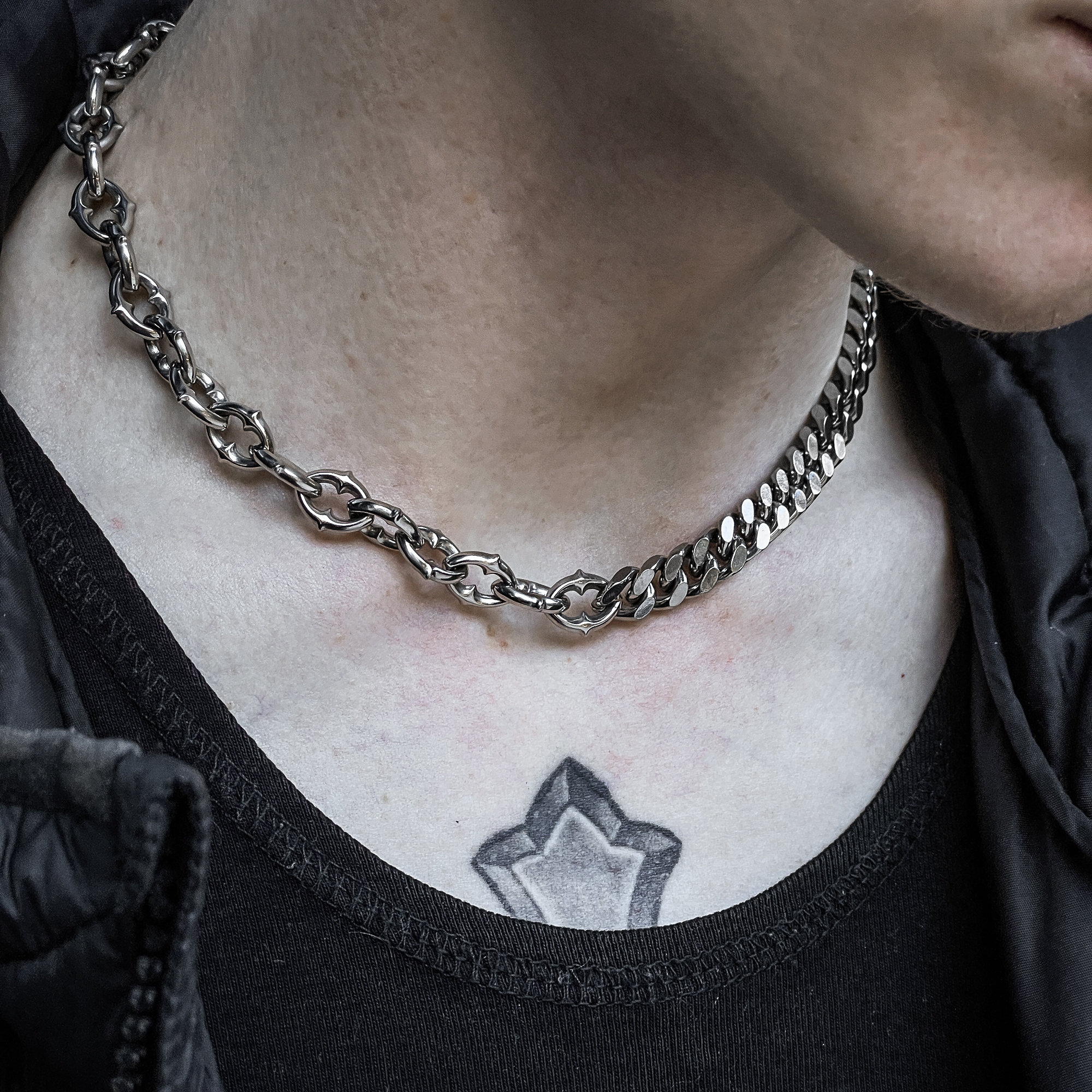 Half & Half Spiked Link Chain Adjustable, 316L Stainless Steel, Cuban Link Chain, Gothic, Choker, Grunge Jewelry - Etsy Half & Half Spiked Link Chain Adjustable, 316L Stainless Steel, Cuban Link Chain, Gothic, Choker, Grunge Jewelry - Etsy