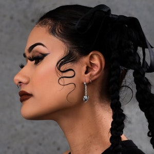 Boucles d&#39;oreilles pendantes tête de mort, acier inoxydable 316L, bijoux gothiques, cadeau pour lui, cadeau pour elle, argent, pendentif, bijoux pour homme