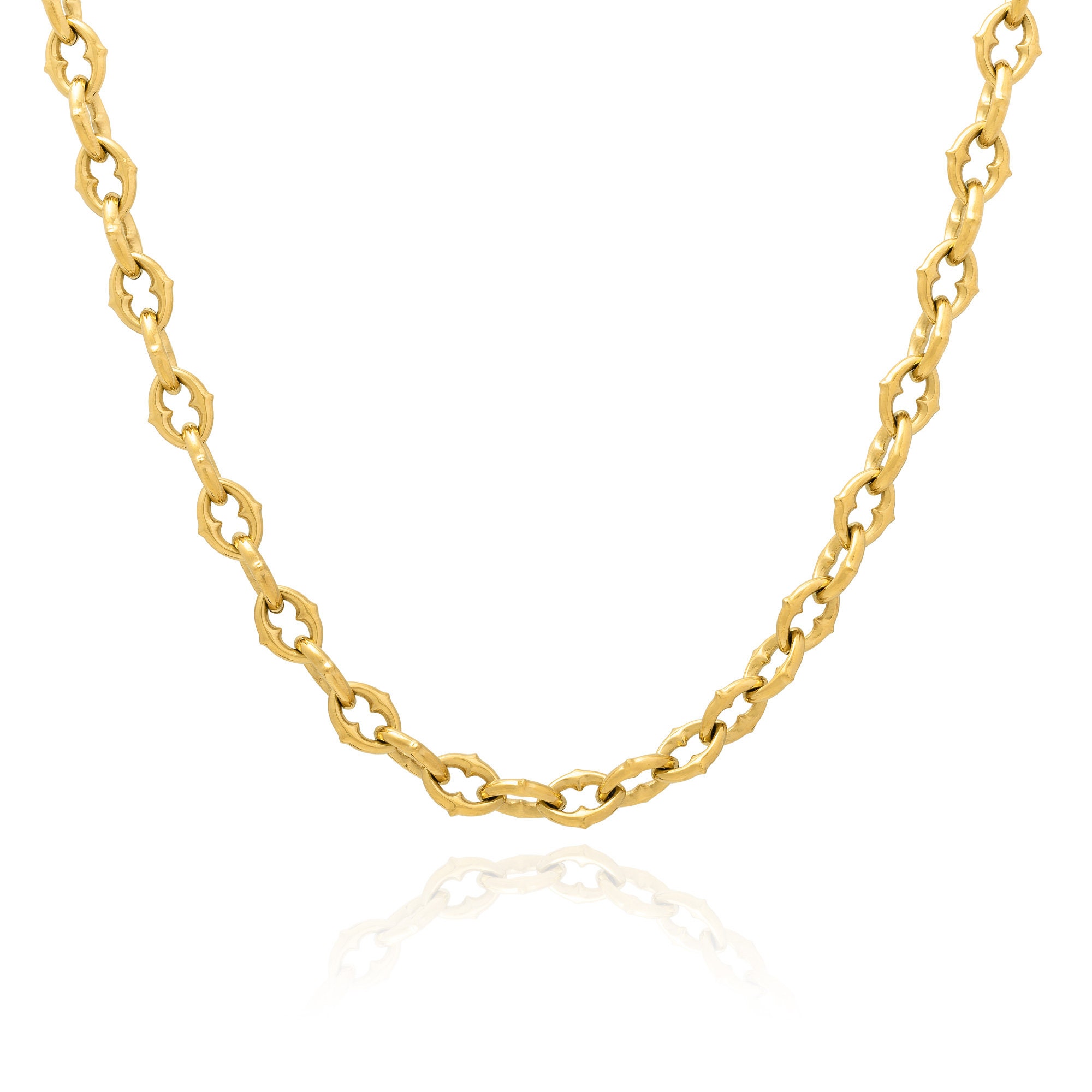 Gothic Spiked Chain Necklace, 9mm Link, 18k Gold Plated, 316L