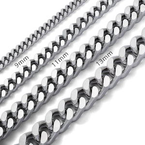 11mm Cuban Link Chain, 316L Stainless steel, chunky necklace, grunge jewelry, gift for him, punk image 8