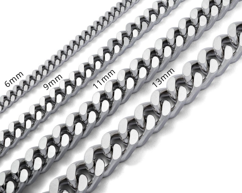 11mm Cuban Link Chain, 316L Stainless steel, chunky necklace, grunge jewelry, gift for him, punk image 8