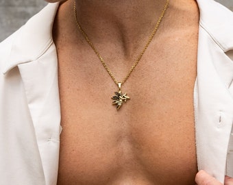 Collier pendentif Cupidon de la mort, plaqué or 18 carats, acier inoxydable 316L, bijoux gothiques, punk, grunge, cadeau pour lui, cadeau pour elle
