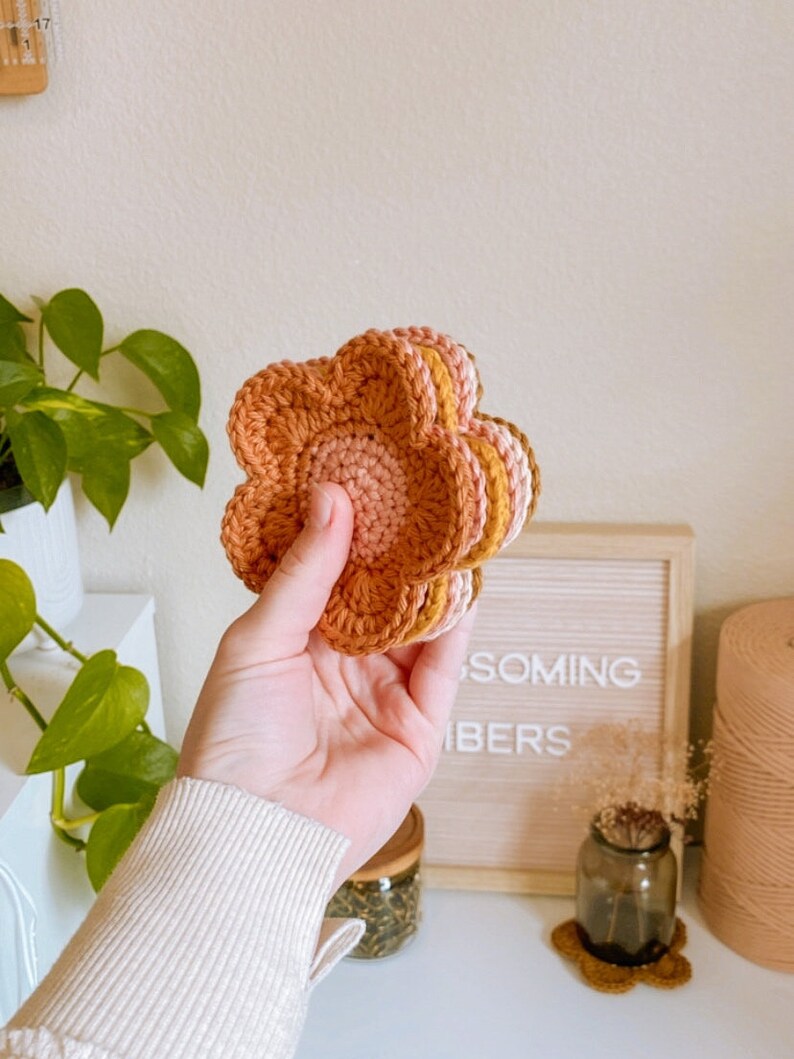 Daisy Coaster Daisy Decor Customizable Coasters Crochet Etsy