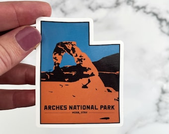 Arches National Park Sticker, Moab National Park Sticker, Moab Utah Arches Sticker, Delicate Arch Sticker, Waterproof National Park Sticker