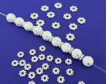 Perles d'espacement argentées lumineuses et argentées antiques d'alliage de 4MM 6MM 8MM pour la fabrication de bijoux