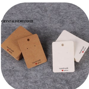 30/50/100 7CM X 5CM Brown White With Handmade With Love Logo Printed Jewellery Packaging Necklace Earrings Display Cards