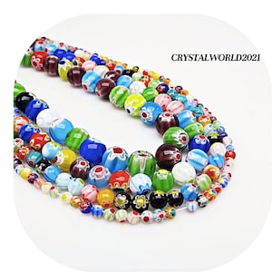4MM 6MM 8MM 10MM Millefiori Round Glass Beads For Jewellery Making/Crafts Etc.