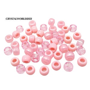 100PCS 9MM X 6MM Pink Mixed Large Hole Barrel Pony Acrylic Beads For Jewellery Making