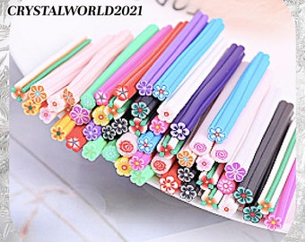 10 20 50 3D palos de arcilla polimérica rebanadas de flores pegatinas para uñas bastones de arcilla suave rebanadas de polímero para decoración de uñas