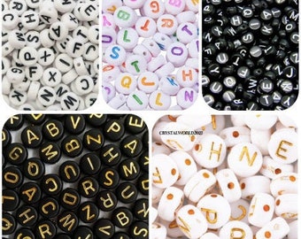 100 300 500 7MM Various Style Alphabet Random Letters Flat Round Acrylic Beads For Jewellery Making