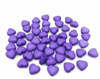 10MM Purple Heart Shaped Acrylic Beads For Jewellery Making