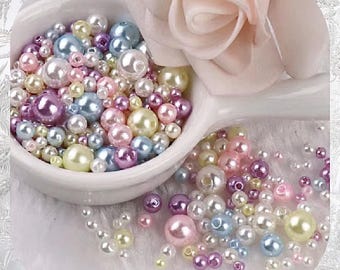 15g 3mm-10mm Nachahmung Perlen zufällige Farben und Größen Acryl runde Peal Perlen für die Schmuckherstellung - A3