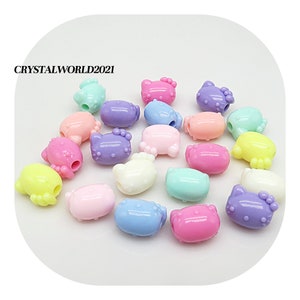 15MM 20 Candy Pastel Coloured Kitty Style Acrylic Pony Beads for jewellery Making