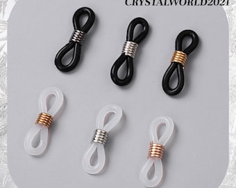 20 Eye Glasses Loops, Sunglasses Chain Holder,White Black Rubber Loop Connector, Glasses Chain End