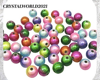 6MM 8MM Acrylic Illusion Miracle Two Tone Round Shaped Random mix of colours Beads For Jewellery Making