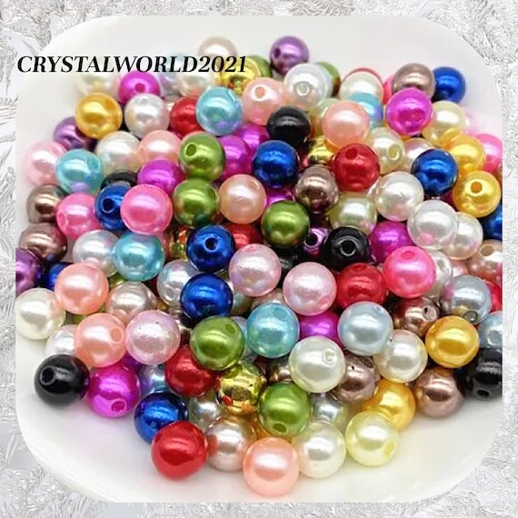 1000 Perle Finte Di Plastica Da 8 Mm - Rosa Accesso Per Craft, Gioielli Fai Da Te - Foto 2