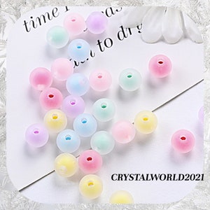 50PCS 8MM Delicate Spring Coloured Transparent Frosted Round Acrylic Beads For Jewellery Making