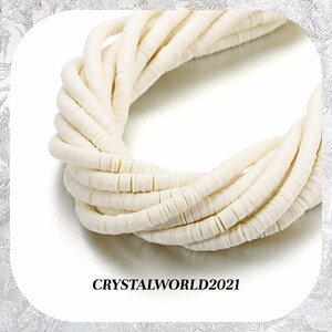 Cuentas de arcilla polimérica de color blanco marfil de 6MM, cuentas de arcilla espaciadora de disco para hacer joyas, 1 hebra de aproximadamente 15 pulgadas