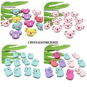 Multicoloured Koala Bear Shaped Wooden Beads ForJewellery Making