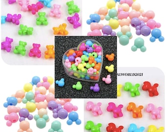New In Multi Coloured Mickey Head Bear Horse Various Shaped Acrylic Beads For Jewellery Making & Hair Crafts Accessories