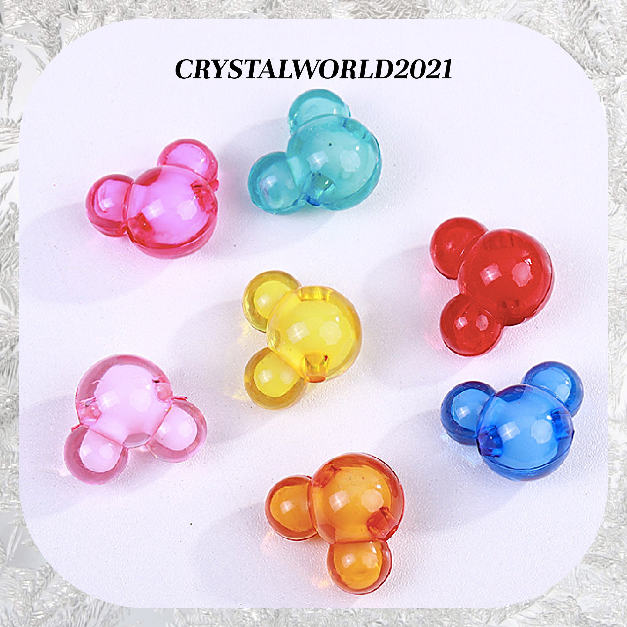 10 22MM Transparent Mickey Style Head Shaped Acrylic Beads For Headband & Jewellery Making