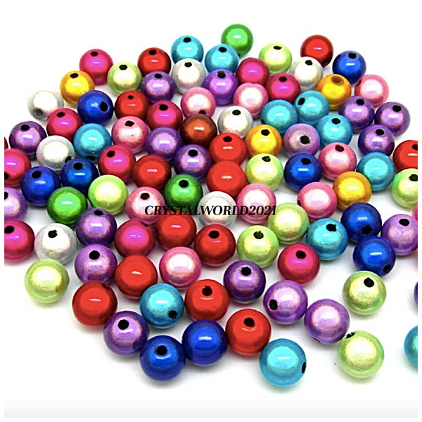 4MM 5MM 6MM 8MM 10MM 12MM 14MM 16MM 20MM Acrylic Illusion Miracle Round Shaped Random mix of colours Beads For Jewellery Making