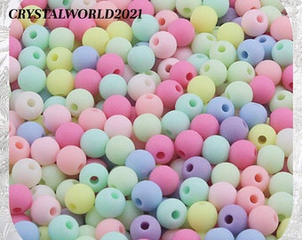 6MM 8MM 10MM 12MM Pastel Multicoloured Matte Acrylic Loose Beads Round Spacer Beads ForJewellery Making