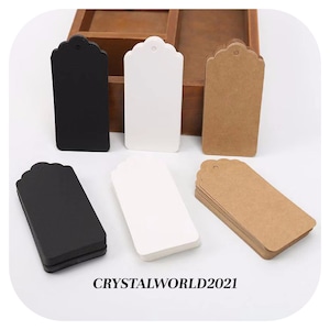 50 100 4CM X 7CM Marrón Blanco Festoneado Craft Paper Gift Tags Paper Card Label