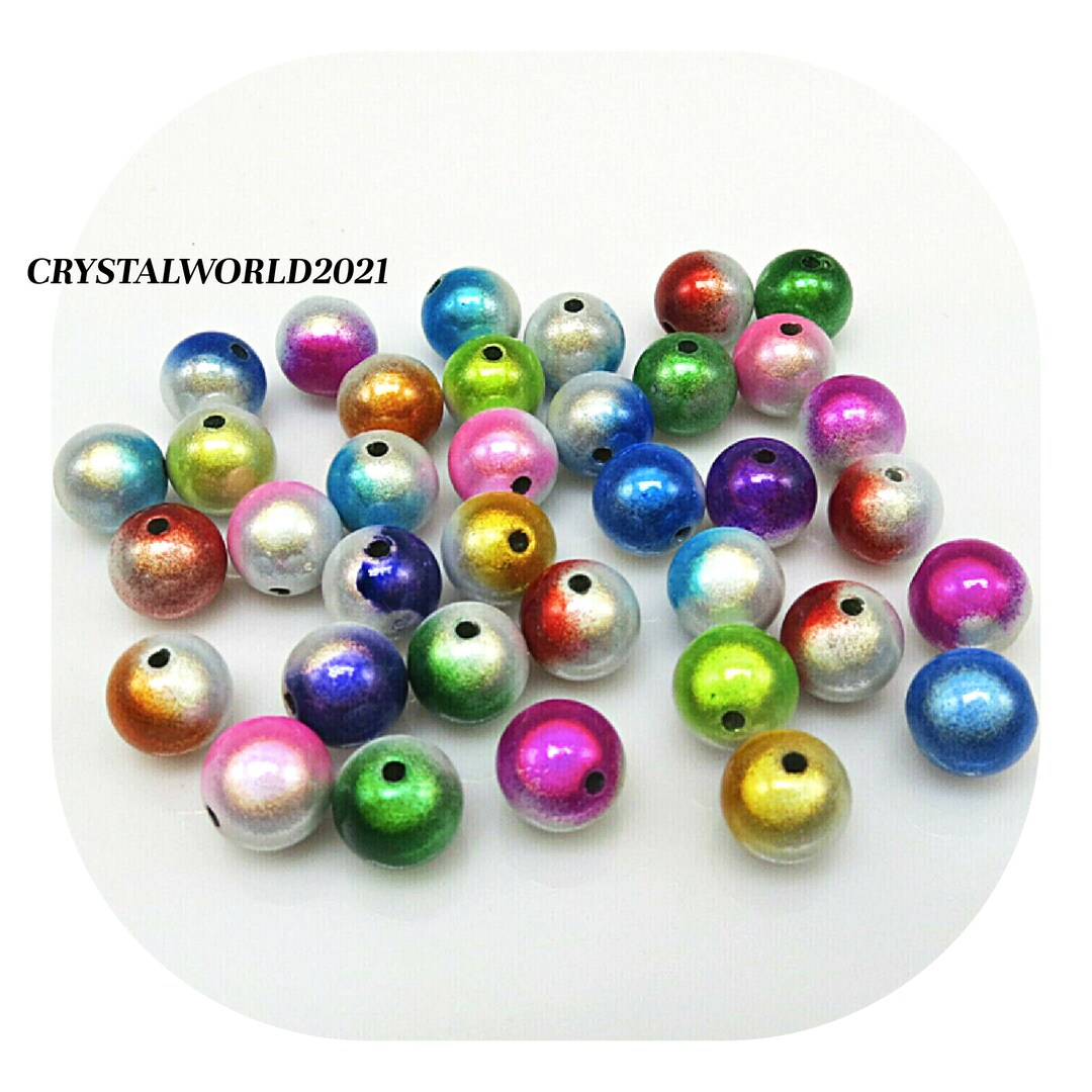 30 10MM Two Tone Acrylic Illusion Miracle Round Shaped Random Mix of ...