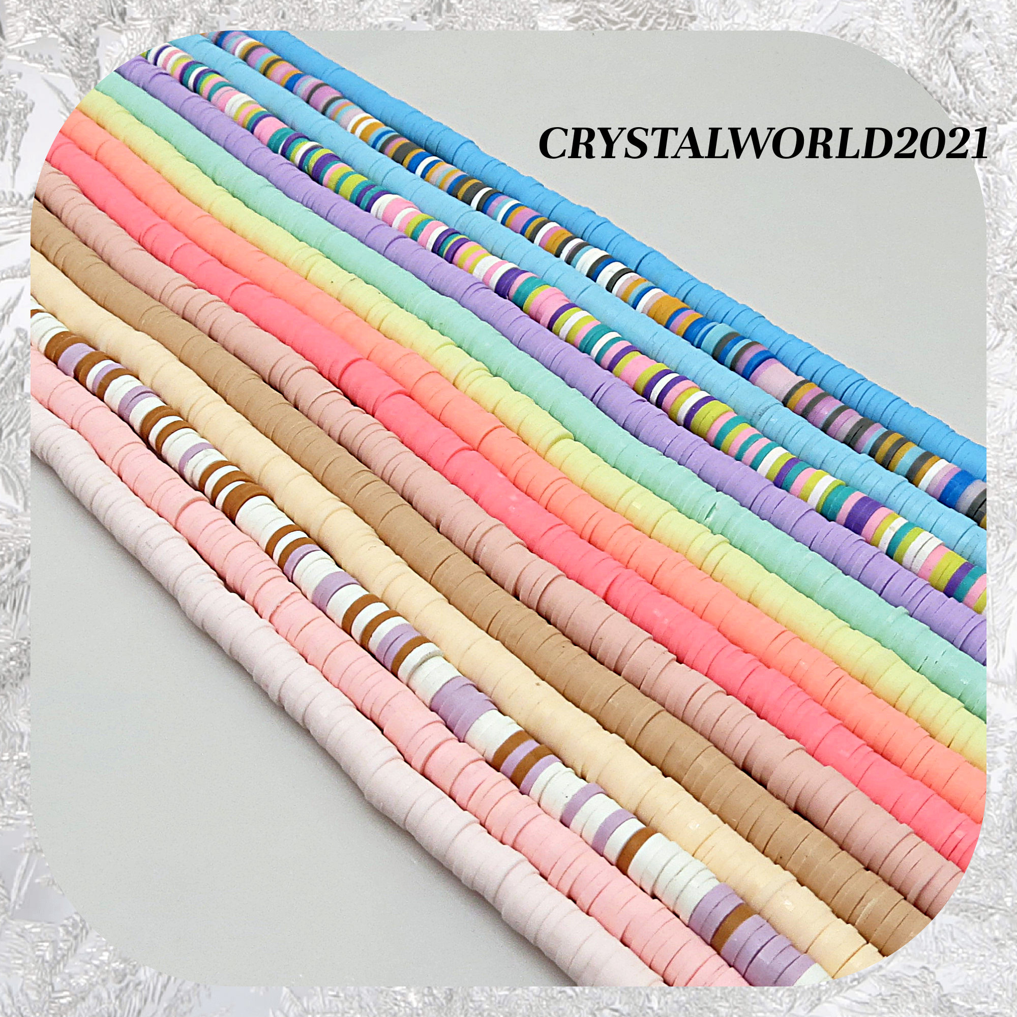 NEW 6MM 60 Multi-Colour Disc Beads Polymer Clay Flat Round Beads For Jewellery Making: 1 Strand, approximately 15 Inches
