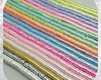 6MM Shinning Silver Multicoloured Polymer Clay Beads Disc Spacer Clay Beads For Jewellery Making - - 1 strand approximately 15 Inches