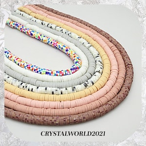 6MM Set of Strands Multicoloured Polymer Clay Beads Flat Round - Main Image