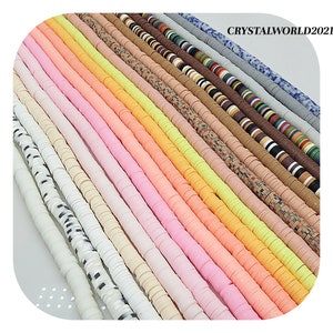 Multicoloured 6MM Disc Flat Round Beads Polymer Clay Beads For Jewellery Making - 1 strand approximately 15 inch - 16 inches