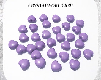 9MM Purple Heart Shaped Acrylic Beads For Jewellery Making &Crafts etc.