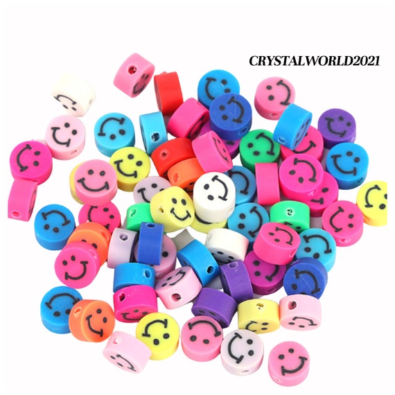 20-100pcs Yellow Flower Polymer Clay Beads Round Clay Loose Spacer Beads  For Jewelry Making Handmade