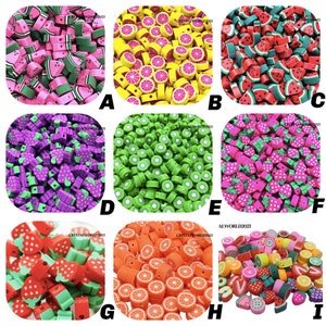 20/30/50/100 Multicoloured Fruit Shaped Polymer Clay Beads For Jewellery Making - Choose Of Design