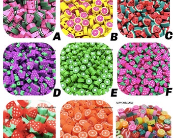 20/30/50/100 Multicoloured Fruit Shaped Polymer Clay Beads For Jewellery Making - Choose Of Design