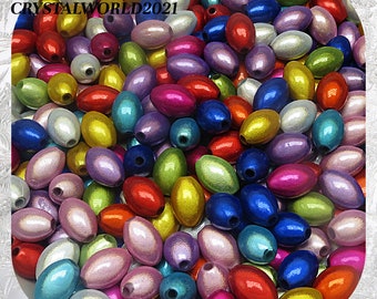 15 14MM Acrylic Illusion Miracle Oval Shaped Multicolored Beads For Jewellery (Milagro Milagro de forma ovalada cuentas de colores multicolores para la fabricación de joyas)