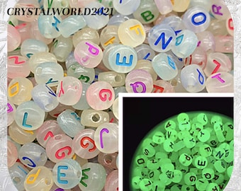4x7mm Glow In The Dark Letter Beads Luminous A-Z Alphabet Beads