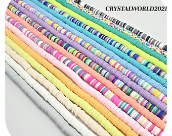 6MM 81 Multi-Colour Disc Beads Polymer Clay Flat Round Beads For Jewellery Making: 1 Strand, approximately 15 Inches