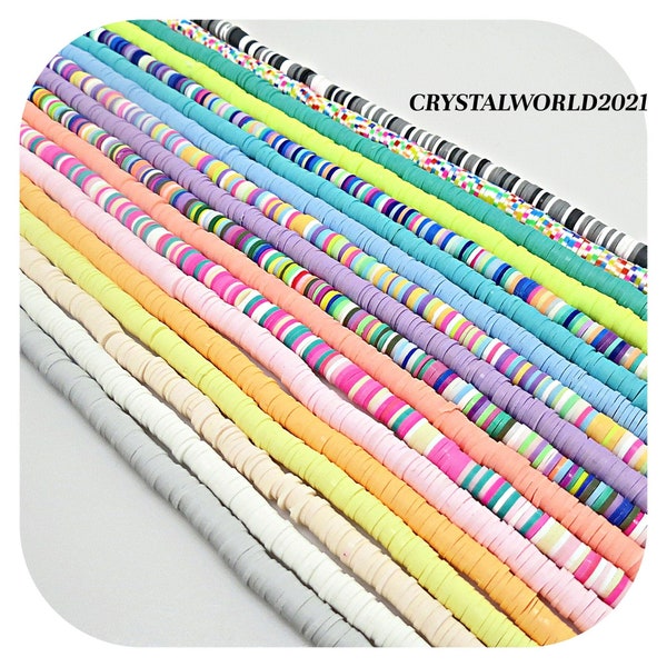 6MM 81 Multi-Colour Disc Beads Polymer Clay Flat Round Beads For Jewellery Making: 1 Strand, approximately 15 Inches