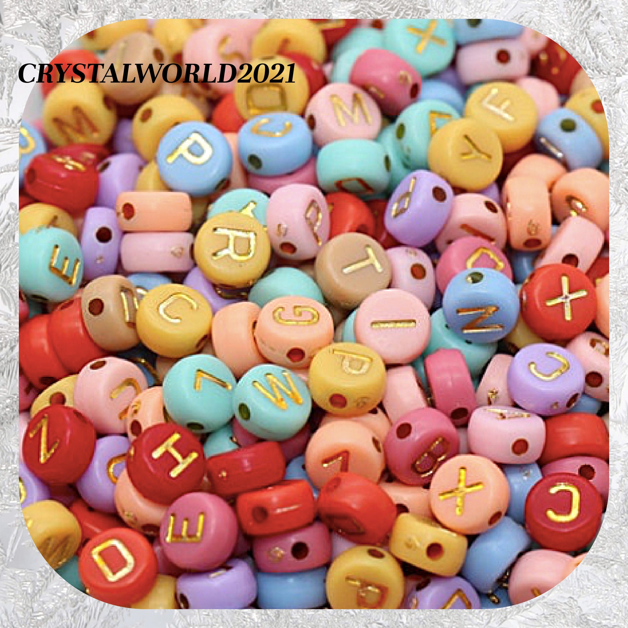 Letter Beads Alphabet Beads Assorted Beads Pastel Beads Pastel Letter Beads  Bulk Beads Wholesale Beads 100 pieces 7mm B