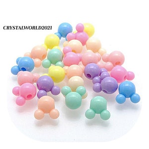10MM 12MM 15MM Spring Coloured Mickey Style Head Shaped Acrylic Beads For Jewellery Making