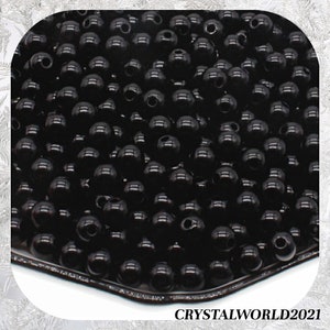 50/100 8MM Black Acrylic Round Shaped Beads For Jewellery Making