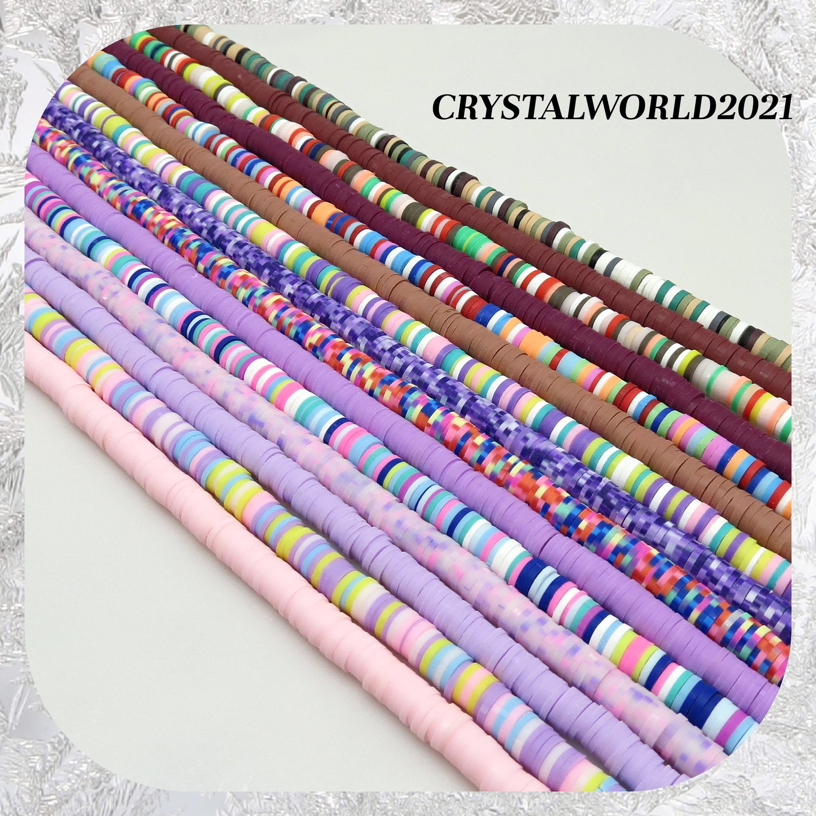 Multicolour Strands Multicolour 6MM Set of 15-strand Polymer Clay Flat Round Disc Beads for ...