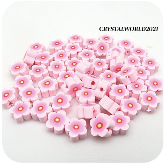 20/30/50 10MM Baby Pink Coloured Flower Shaped Polymer Clay Beads for  Jewellery Making 