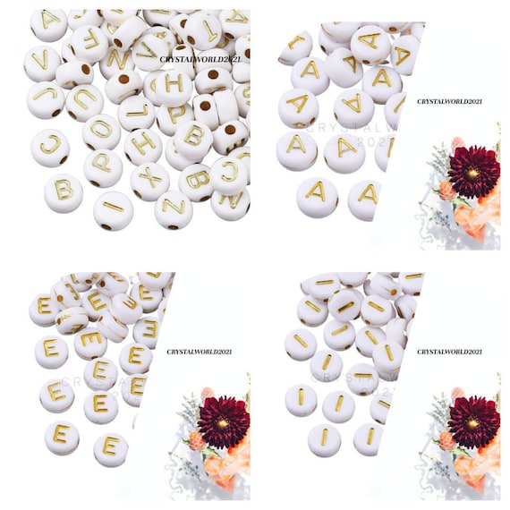 Lot De Perles Alphabet Acrylique Rondes Noires 7mm - Lettres Aléatoires (50 à 200 Pcs) - Marque SAVMER