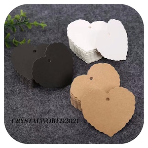 50 100 5.5 CM X 6 CM Marrom Branco Em Forma de Coração Etiquetas de Presente de Papel Artesanal Etiqueta de Cartão de Papel